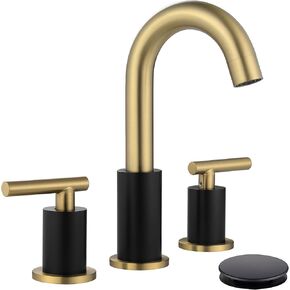 Brushed Gold Bathroom Faucet with Sink Drain and Supply Hose, 8 inch Widespread Bathroom Faucet 3 Hole, ChiLDano Gold Bathroom Faucet CH2183BG in Kuwait