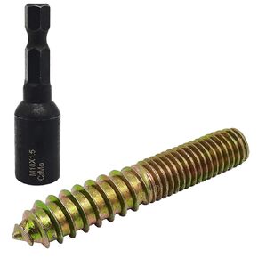 10pcs M10X60mm Double Ended Screws,Dowel Screw for Connecting Wood Wth M10 Hanger Bolt Driver