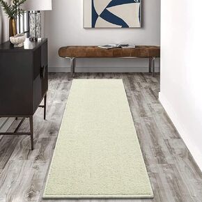 COZYLOOM Runner Rug 2x8 Natural Wool Front Door Mat Solid Non-Slip Hallway Runners Contemporary Farmhouse Entryway Rug Laundry Mat Kitchen Runner Indoor Bedside Runners Bedroom Beige