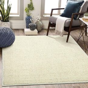 COZYLOOM Runner Rug 2x8 Natural Wool Front Door Mat Solid Non-Slip Hallway Runners Contemporary Farmhouse Entryway Rug Laundry Mat Kitchen Runner Indoor Bedside Runners Bedroom Beige