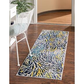 Unique Loom Ariel Collection Area Rug - Seaweed (2' x 6' 1" Runner, Blue/ Ivory)
