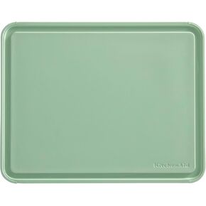 KitchenAid Classic Plastic Cutting Board with Perimeter Trench and Non Slip Edges, Dishwasher Safe, 11 inch x 14 inch, White and Gray