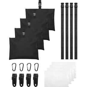 Sand Bag for Mooring Cover for Boat: Marine Grade Sandbags Weight Bags, Boating Accessories with Durable 600D Oxford Fabric Sand Bag, 5# Carabiner, 20" Nylon Strap, Sealed PE Bag(8PCS,gray)