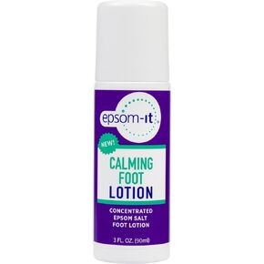 EPSOM-IT Calming Foot Lotion - Roll On Magnesium Sulfate Lotion for Tired Feet & Ankles, Topical Epsom Salt with Urea, Soften Tough Skin and Cracked Heels, Leg Cramps and Achy Feet, 3.0 oz