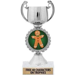 Crown Awards 6.5" Gingerbread Man Chaplet Silver Cup Trophy, Gingerbread Man Trophies, Prime