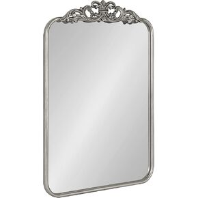 Kate and Laurel Laubry Vintage Metal Rounded Rectangle Mirror, 20 x 30, Gold, Traditional Rectangular Ornate Vintage Mirror with Detailed Crown Accent as Bathroom Mirror for Over Sink