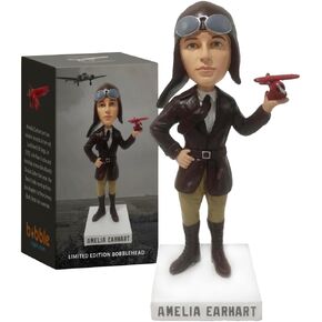 Amelia Earhart Collectible Aviation Bobblehead, Premium Polyresin Statue, Historical Woman Explorer and Pilot