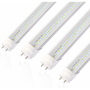 2FT LED Tube Light, T8 T10 Type B LED Light Bulb, 12W 5000K,1560LM High Bright, Replacement 24 Inch F20T12 Fluorescent,Double Ended Power, Clear Cover,4 Pack