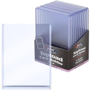 BCW 197 PT. Thick Card Topload Holder - Pack of 10 | Durable Rigid PVC Toploader | Toploaders for Memorabilia, Jersey, Patch, and Relic Cards | Ideal for Collectors and Hobbyists