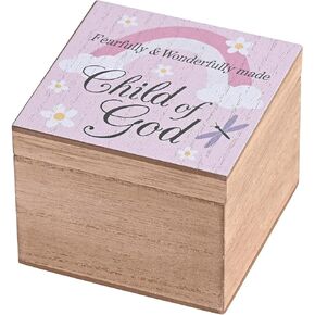 Dicksons Wonderfully Made Child Of God, Pink 5 x 4 Inch MDF Wood Trinket Jewelry Music Box