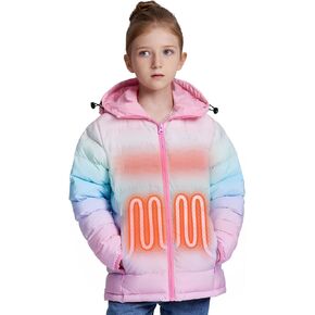 Kids Heated Jacket with Battery Pack - 7.4V Rechargeable Boys Girls Lightweight Electric Heated Coat Winter