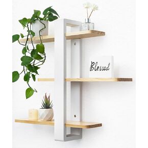 SUMGAR Floating Shelves for Wall Mounted Shelving Unit All Pine Wood 3 Tier Large Shelf for Bedroom Living Room Office Bathroom Home Decoration Storage Plant Photo Display Modern 20in