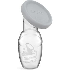 haakaa Manual Breast Pump & Silicone Cap Combo for Nursing Mom (Gray, 4oz. without Base)