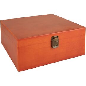 CYEAH Wooden Storage Box with Hinged Lid Front Clasp, 9 x 9 x 2 in Large Keepsake Box，Large Retro Design Wooden Box Gift Boxes for Keepsake, Recipe or Jewelry