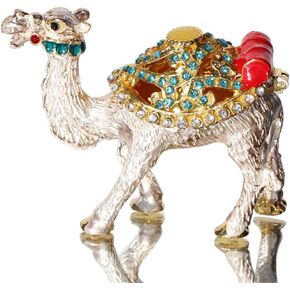 Waltz&F Bejeweled Camel Trinket Box Hand Painted Collectiable Figurines Decor Box With Crystals Ornaments