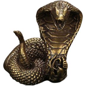 Brass Cobra Snake Statue, Chinese Zodiac Snake Figurine Cobra Sculpture Desktop Adornment Home Decor Collectible 1Pc