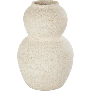 Deco 79 Ceramic Decorative Vase Hourglass Textured Centerpiece Vase with Brown Distressing, Flower Vase for Home Decoration 8" x 8" x 12", Cream
