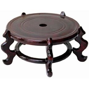 THY COLLECTIBLES Beautiful Hand Craft Rosewood Oriental Fishbowl Vase Stand Round 5"