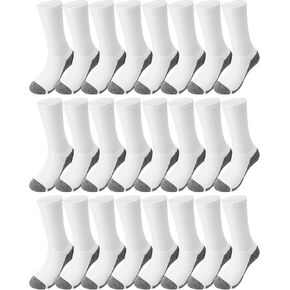 24 Pairs Cushioned Crew Socks for Men Breathable Athletic Socks Bulk Outdoor Sports Socks for Men 6-13 Work Running
