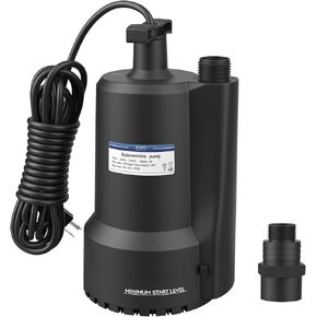 Sump Pump Submersible, 1/3 HP 2000GPH Thermoplastic Portable Utility Pump, Electric Water Pump for Swimming Pool Tub Basement Garden Pond Draining with 10ft Cord