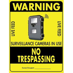 Warning Trail Surveillance Cameras in Use No Trespassing Sign Metal Tin Sign 8x12 Inches Caution Danger Safety Security Warning Notice Signs