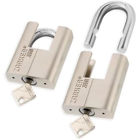 J55S keyed Padlock, Heavy Duty Stainless Steel Shackle Lock, Waterproof and Rustproof Storage, Warehouses, Garage, Outdoors, 1-Pack