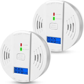 Carbon Monoxide Detector 2 Pack, Replaceable Battery CO Alarm Detector with Digital LCD Display, CO Alarm for Home,Depot （AA Battery not Included）