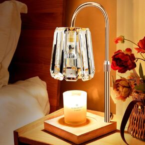 Candle Warmer Electric Wax Lamp - Candle Melt Lamp with Timer Dimmable Crystal Table Lamp Adjust Height for Jar Candles House Warming Gifts Home Bedroom Decor Candle Light Wax Warmers with 3 Bulbs
