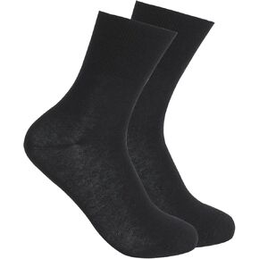 Diabetic Socks for Women and Men 9-12, 4 Pairs Cotton Ankle Socks for Swollen Feet, Neuropathy Crew Socks, Wide Calf, Edema Neuropathy Socks for Men & Women (Black)
