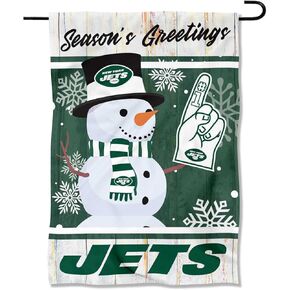 New York Jets Holiday Winter Snow Garden Flag Double Sided Banner