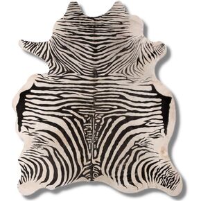 FOTA Genuine Cowhide Rug with Zebra Print - Cow Skin Leather and Soft Hair Area or Throw Rugs - Natural Pattern Best for Rustic Wall Hangings, Safari, and Unique Decor (Zebra Print, 5' x 6' Large) in Kuwait