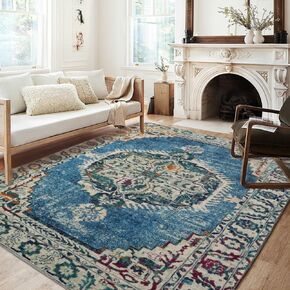 Ezuwail Runner Rug 2x6 ft Hallway Runner Rug Bohemian Washable Runner Rugs with Non Slip Rubber Backing Vintage Area Rug Thin Carpet for Kitchen Laundry Room Bedroom(Brown, 2x6)