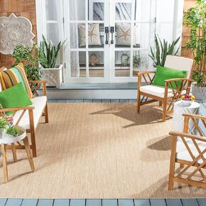 SAFAVIEH Courtyard Collection Area Rug - 7'1 Square, Natural & Cream, Non-Shedding & Easy Care, Indoor/Outdoor & Washable-Ideal for Patio, Backyard, Mudroom (CY8022-03012)
