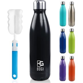 BOGI 17oz Insulated Water Bottle Double Wall Vacuum Stainless Steel Water Bottles, Leak Proof Metal Sports Water Bottle Keeps Drink Hot and Cold - Perfect for Outdoor Sports Camping Biking (Dblue)