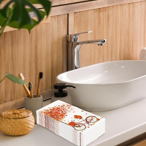 AnyDesign 100 قطعة من منديل ضيف الخريف الخريف مابل ليف دراجة السنجاب منديل ورقي للاستعمال مرة واحدة منديل ديكور للعشاء ومنديل اليد لحصاد عيد الشكر والمنزل والمطبخ والحمام ومستلزمات الحفلات in Saudi Arabia
