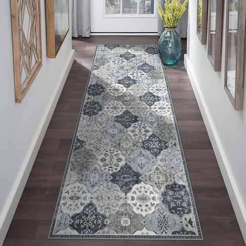 2x6 Runners for Hallways - Washable Runner Rug Non-Slip Kitchen Runner, Vintage Distressed Runner Rugs with Rubber Backing Carpet for Entryway Laundry Room Bedroom (Grey, 2x6ft) in Saudi Arabia
