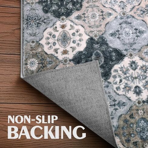 2x6 Runners for Hallways - Washable Runner Rug Non-Slip Kitchen Runner, Vintage Distressed Runner Rugs with Rubber Backing Carpet for Entryway Laundry Room Bedroom (Grey, 2x6ft) in Saudi Arabia