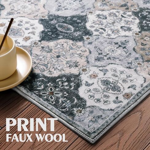 2x6 Runners for Hallways - Washable Runner Rug Non-Slip Kitchen Runner, Vintage Distressed Runner Rugs with Rubber Backing Carpet for Entryway Laundry Room Bedroom (Grey, 2x6ft) in Saudi Arabia