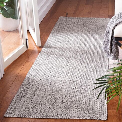 سجادة SAFAVIEH Braided Collection Runner - مقاس 2'3" × 10'، رمادي وعاجي، مصنوعة يدويًا، تصميم مزرعة، مثالية للمناطق ذات حركة المرور العالية في غرفة المعيشة وغرفة النوم وغرفة الطعام (BRA201F-210) in Saudi Arabia