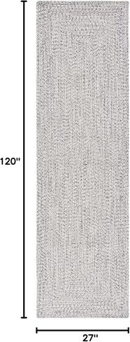 سجادة SAFAVIEH Braided Collection Runner - مقاس 2'3" × 10'، رمادي وعاجي، مصنوعة يدويًا، تصميم مزرعة، مثالية للمناطق ذات حركة المرور العالية في غرفة المعيشة وغرفة النوم وغرفة الطعام (BRA201F-210) in Saudi Arabia