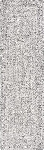 سجادة SAFAVIEH Braided Collection Runner - مقاس 2'3" × 10'، رمادي وعاجي، مصنوعة يدويًا، تصميم مزرعة، مثالية للمناطق ذات حركة المرور العالية في غرفة المعيشة وغرفة النوم وغرفة الطعام (BRA201F-210) in Saudi Arabia