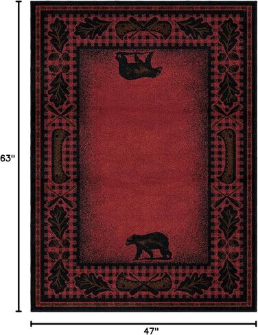 سجادة منطقة المشي من Rug Empire Rustic Lodge Cabin Bear Walk، مقاس 5'3"x7'3" in Saudi Arabia