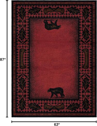سجادة منطقة المشي من Rug Empire Rustic Lodge Cabin Bear Walk، مقاس 5'3"x7'3" in Saudi Arabia