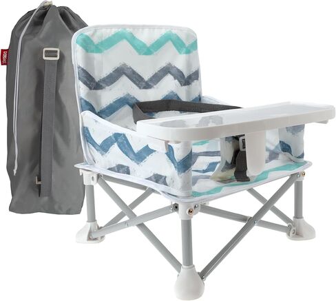 Nuby Easy Go Pop Up Foldable Booster Seat with Removable Tray and Travel Bag - Travel Floor and Booster Seat for Indoor/Outdoor Use - 3-Point Safety Adjustable Straps - 6+ Months, Safari in Saudi Arabia