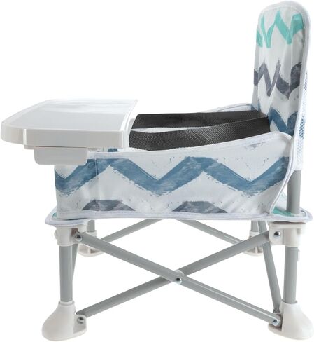 Nuby Easy Go Pop Up Foldable Booster Seat with Removable Tray and Travel Bag - Travel Floor and Booster Seat for Indoor/Outdoor Use - 3-Point Safety Adjustable Straps - 6+ Months, Safari in Saudi Arabia
