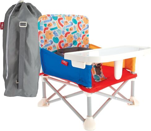 Nuby Easy Go Pop Up Foldable Booster Seat with Removable Tray and Travel Bag - Travel Floor and Booster Seat for Indoor/Outdoor Use - 3-Point Safety Adjustable Straps - 6+ Months, Safari in Saudi Arabia