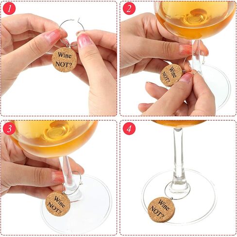 12 Pieces Wine Glass Charms Markers Drink Markers for Wine Glass Champagne Flutes Cocktails, Martinis (Wooden, 12 Pieces) in Saudi Arabia