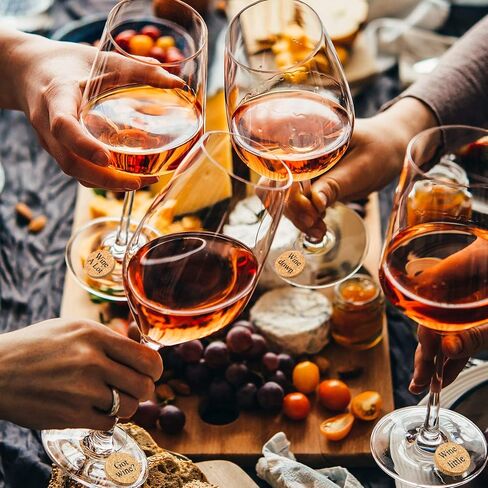 12 Pieces Wine Glass Charms Markers Drink Markers for Wine Glass Champagne Flutes Cocktails, Martinis (Wooden, 12 Pieces) in Saudi Arabia