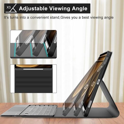 Tab S9 FE 5G Case with Keyboard, Smart Trackpad with Magnetic Detachable Bluetooth Keyboard, 7 Color Backlight, Slim Protective Cover with S Pen Holder for Galaxy Tab S9 FE 10.9"/S9 11 inch 2023 Black in Saudi Arabia
