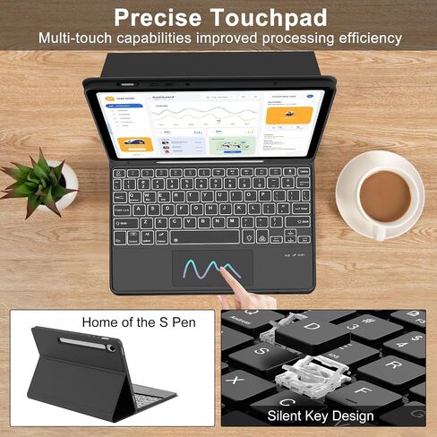 Tab S9 FE 5G Case with Keyboard, Smart Trackpad with Magnetic Detachable Bluetooth Keyboard, 7 Color Backlight, Slim Protective Cover with S Pen Holder for Galaxy Tab S9 FE 10.9"/S9 11 inch 2023 Black in Saudi Arabia